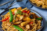 Honey-Soy Chicken Stir-Fry with Spicy Sesame Noodles