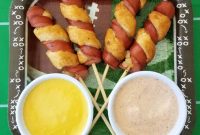 Crispy Hot Dog Twist Appetizers with Three Dipping Sauces