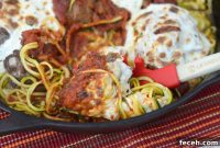 Baked Zucchini Noodles with Savory Meatballs