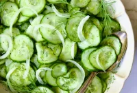 Fresh Cucumber and Red Onion Salad with Tangy Dill Dressing