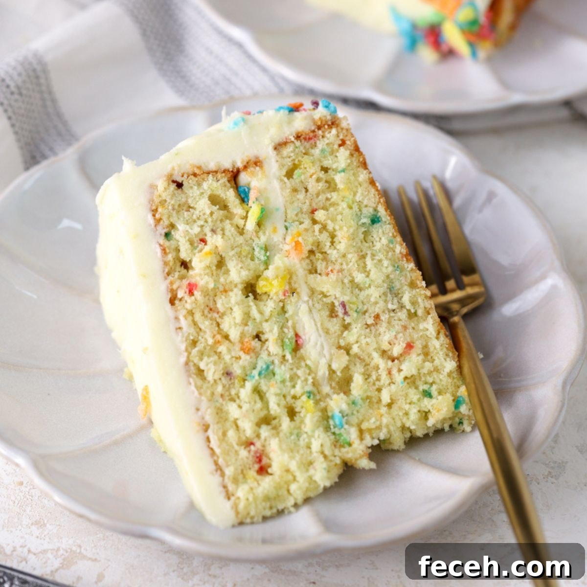 Fruity Pebbles cake on a stand