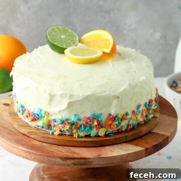 Slice of Fruity Pebbles Cake