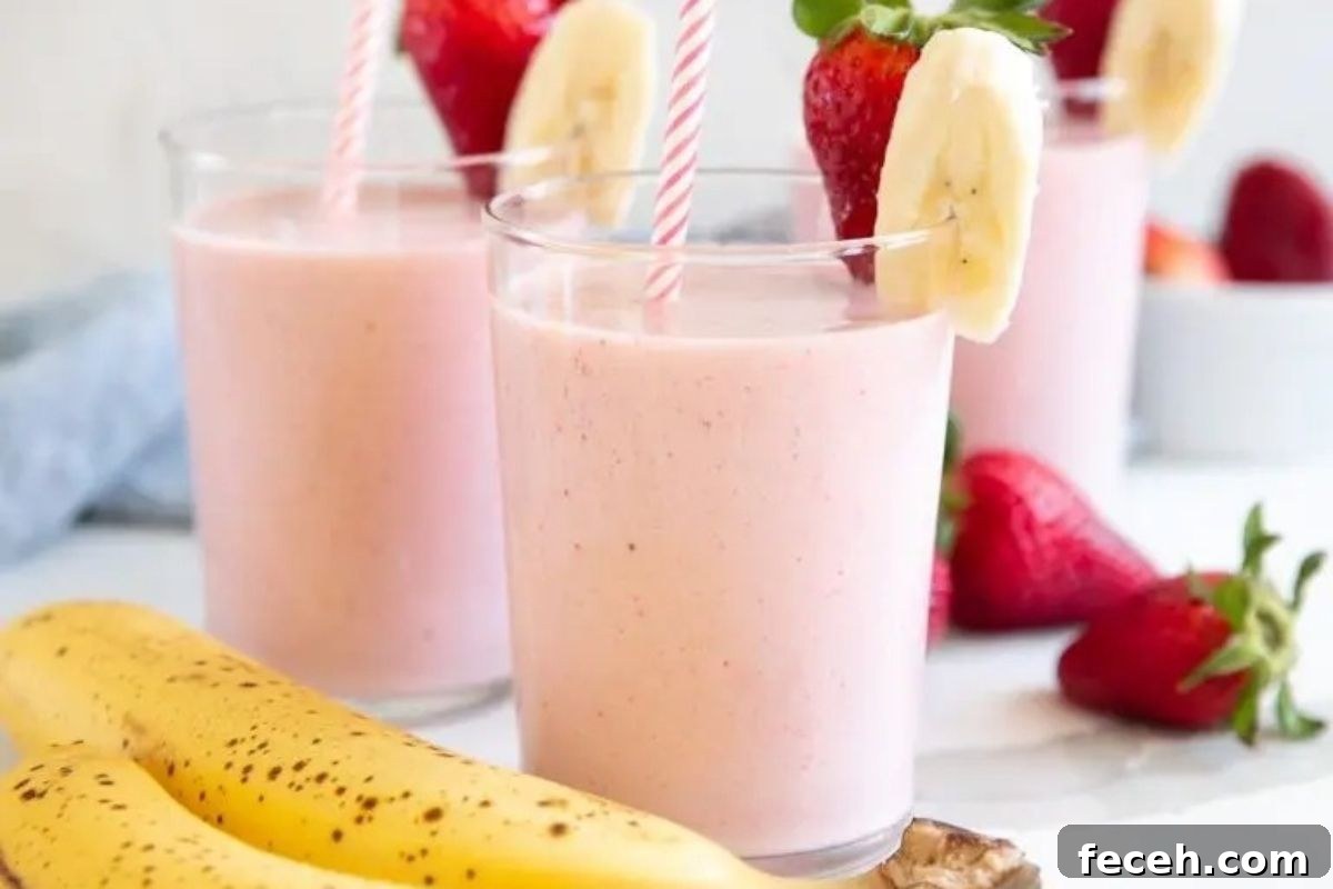 20 Fun Valentine's Breakfast Ideas for Kids 7 A strawberry banana smoothie.