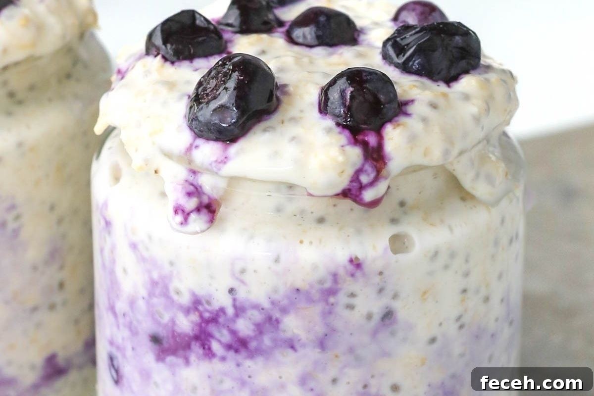20 Fun Valentine's Breakfast Ideas for Kids 8 Blueberry cheesecake overnight oats.