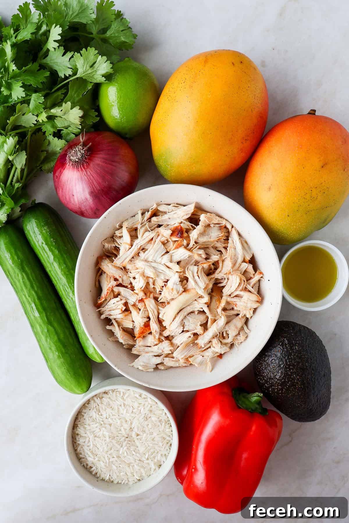 Ingredients shown to make the salad.