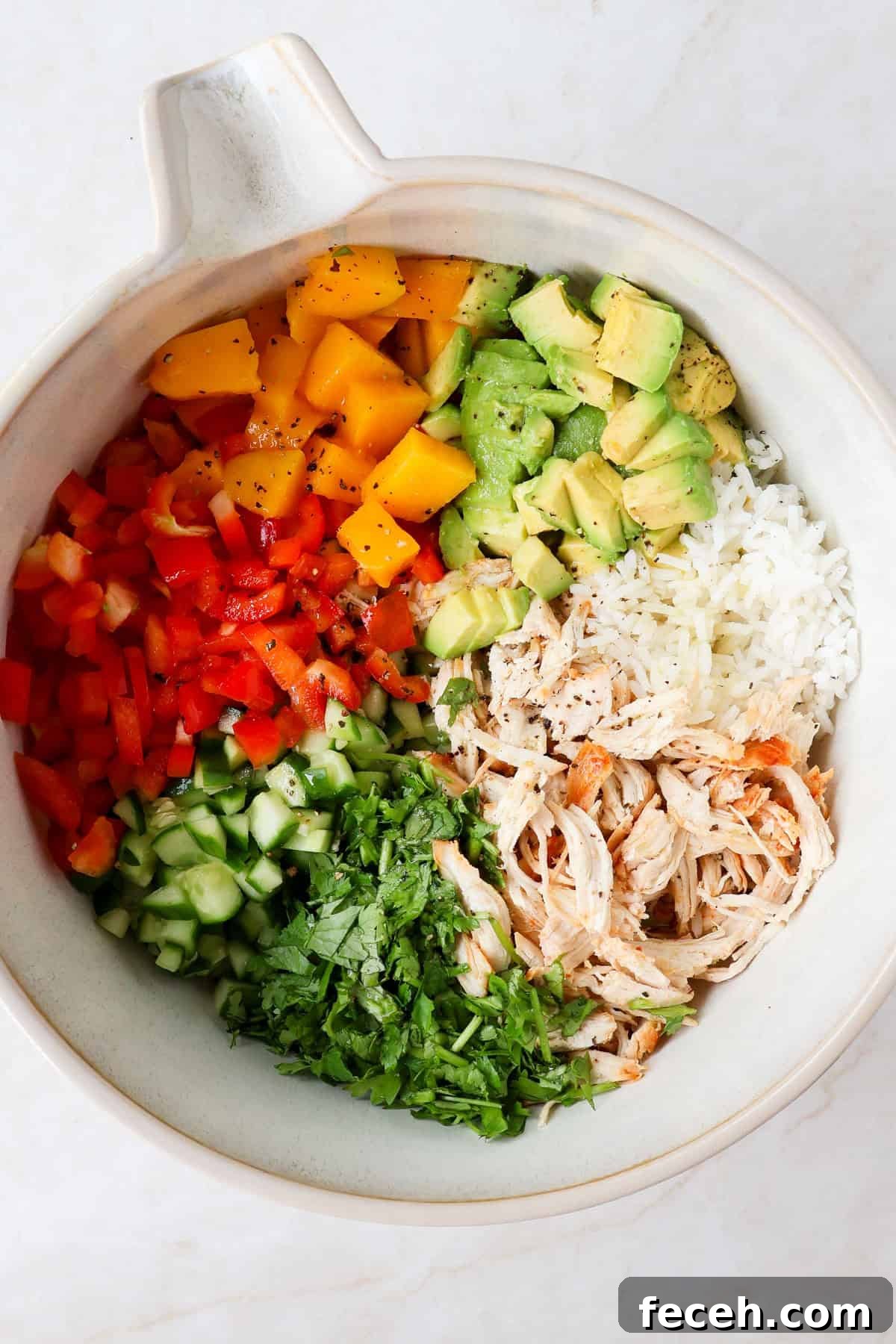 Everything added to a large mixing bowl.