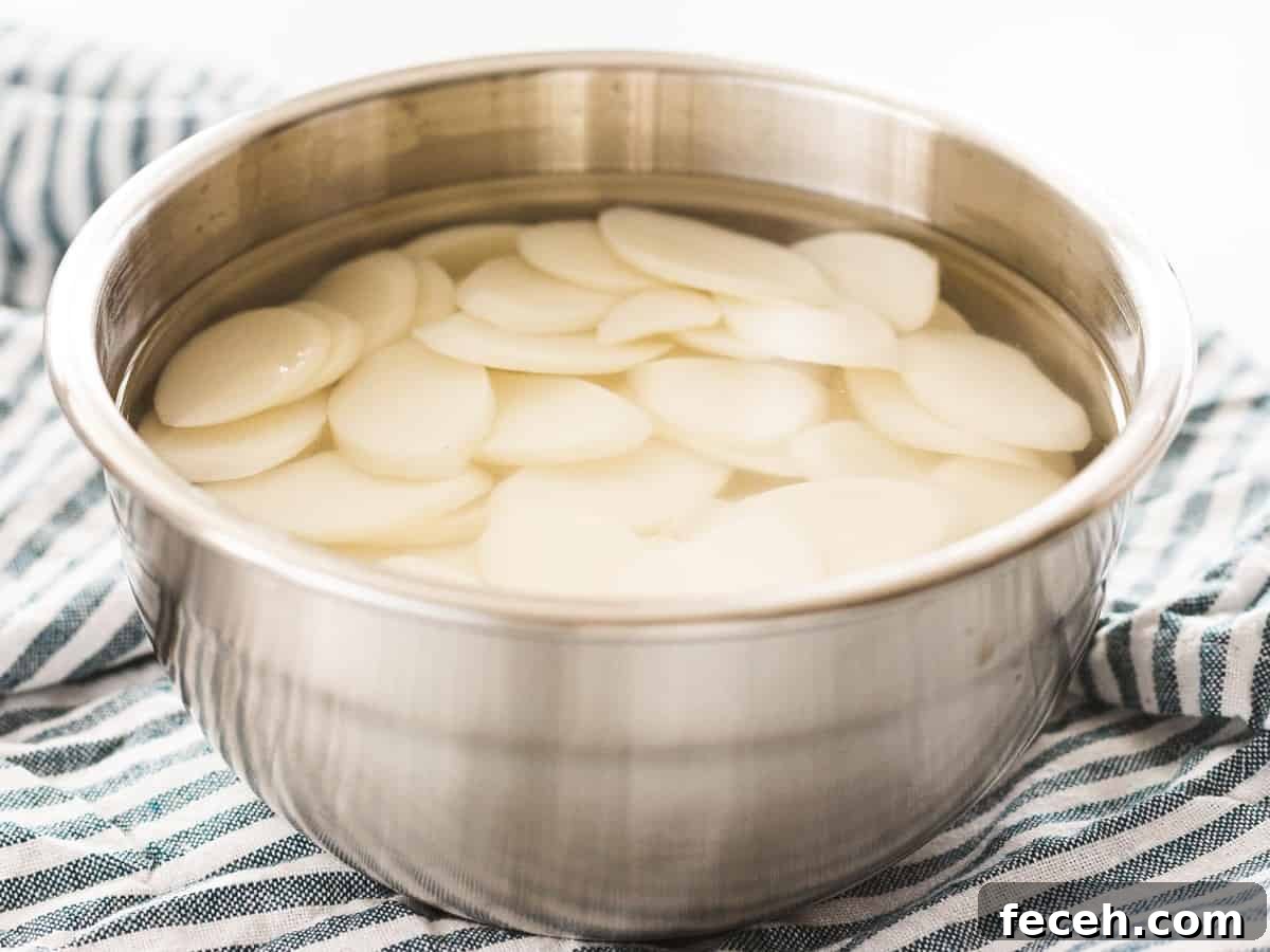 Korean rice cakes soaking in water.