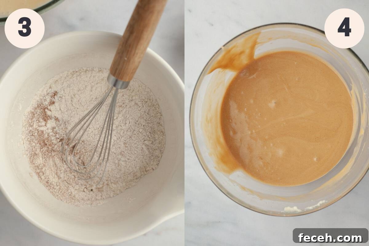 A bowl with flour and a bowl with cupcake batter in it.
