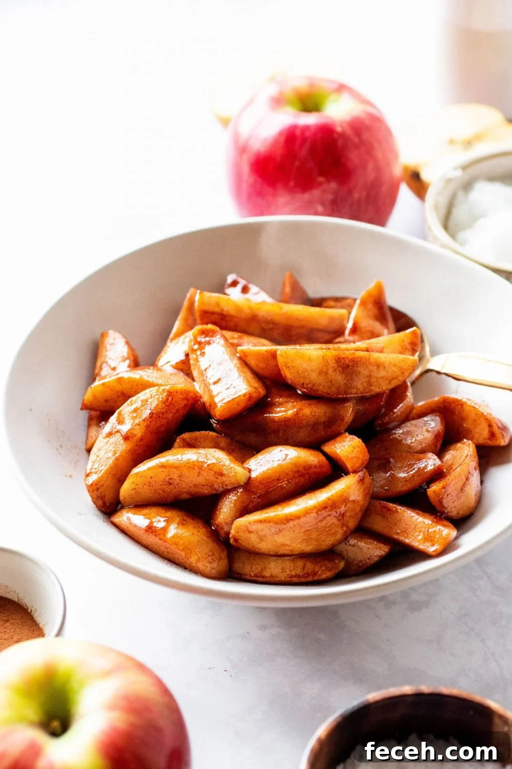 bowl of baked apple slices