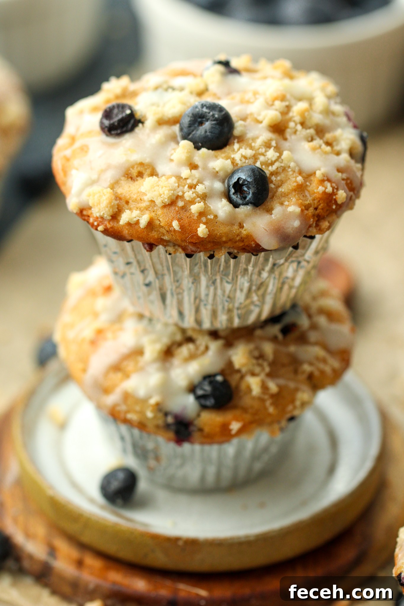 Paleo Protein Blueberry Muffins - EASY grab-and-go breakfast, snack, or lunchbox item! Paleo, grain-free, gluten-free, dairy-free, with nut-free option. Delicious and has 11 grams of protein per muffin. Freezer-friendly and kid-approved!