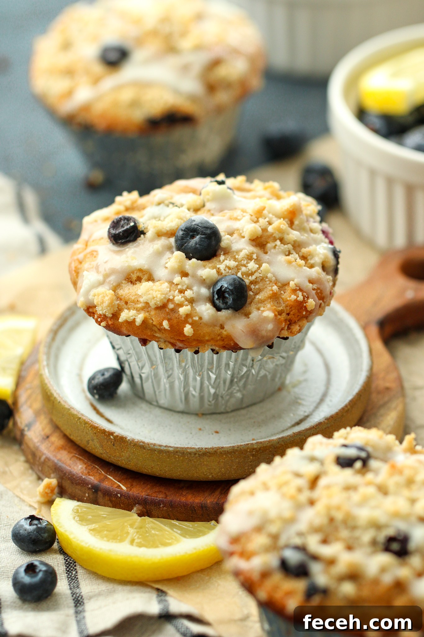 Paleo Protein Blueberry Muffins - EASY grab-and-go breakfast, snack, or lunchbox item! Paleo, grain-free, gluten-free, dairy-free, with nut-free option. Delicious and has 11 grams of protein per muffin. Freezer-friendly and kid-approved!