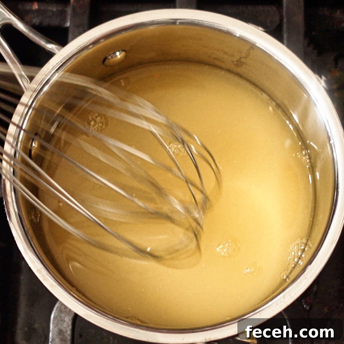 whisking lemon juice and sugar in small saucepan.