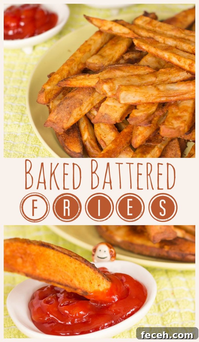 Get your french fry fix the healthy way with these baked battered fries! 