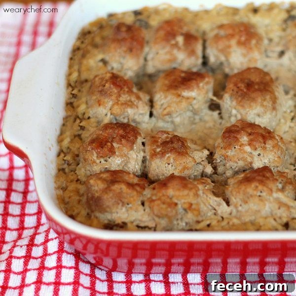 Baked Meatballs with Rice and Gravy