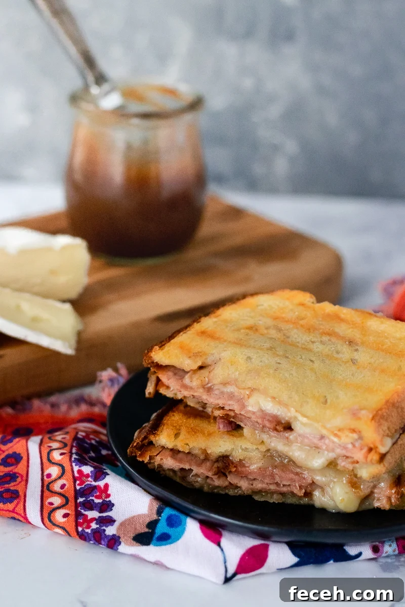 a gourmet hot ham and cheese sandwich is a great way to use up holiday leftovers