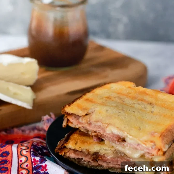 a gourmet hot ham and cheese sandwich is a great way to use up holiday leftovers