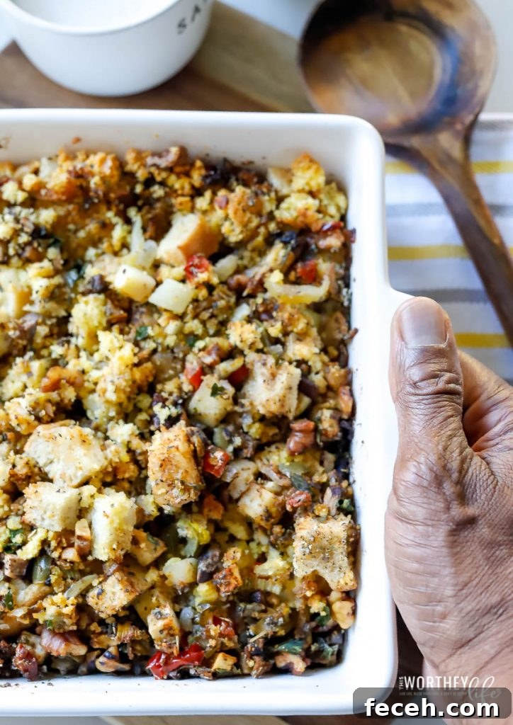 Sourdough Vegan Cornbread Stuffing Recipe for Holidays 2 The vegetarian and vegan sides for Thanksgiving is here to stay! So, if you're looking for an easy vegan stuffing recipe using sourdough and cornbread dressing, then this is it! It's 100% meatless and quite possibly the only dressing recipe you're going to need this Thanksgiving.