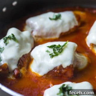 30 Minute Stuffed Chicken Roll Ups in a skillet