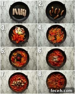 how to make sausage and peppers 8 step by step photos showing how to make sausage and peppers