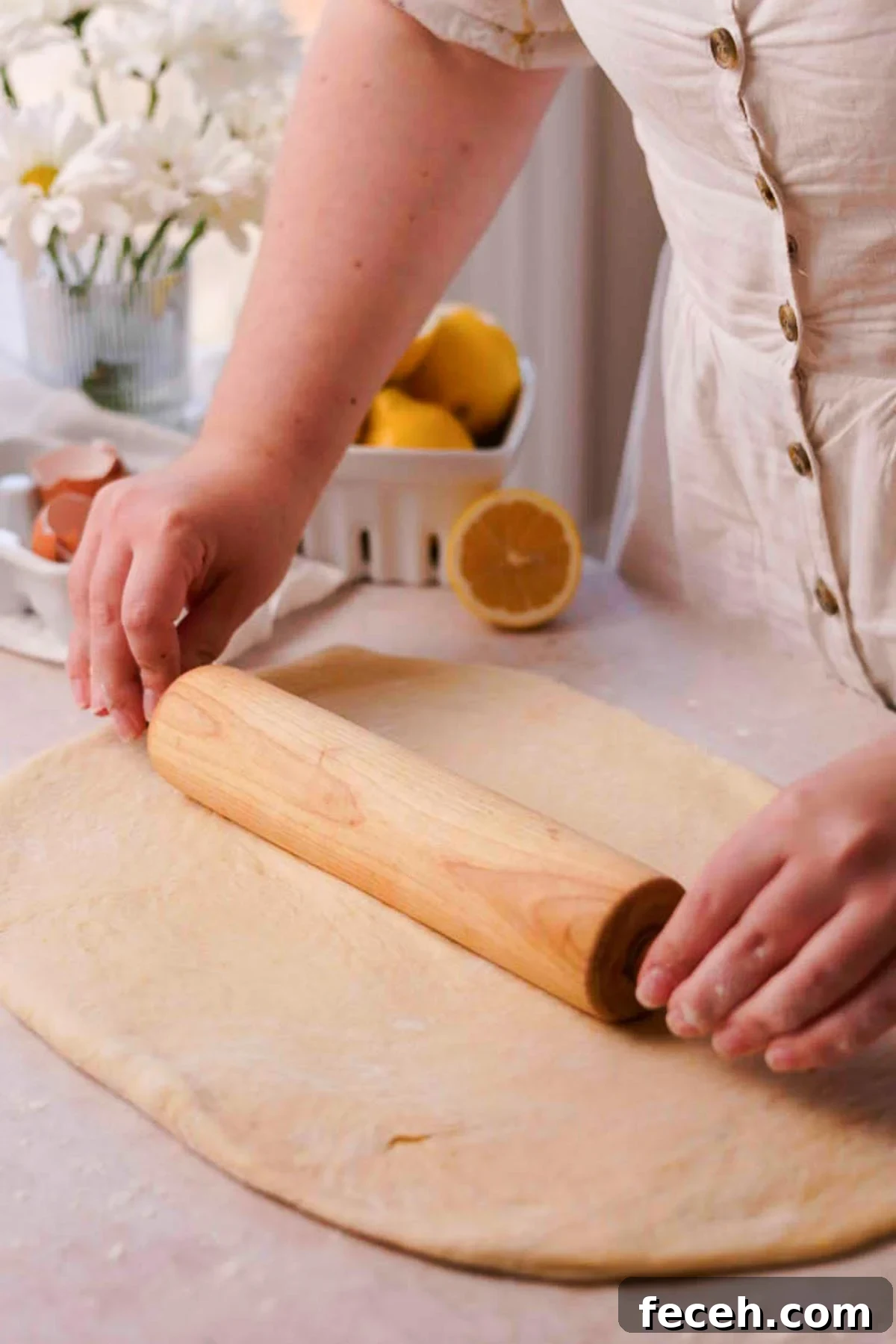 rolling out the roll dough