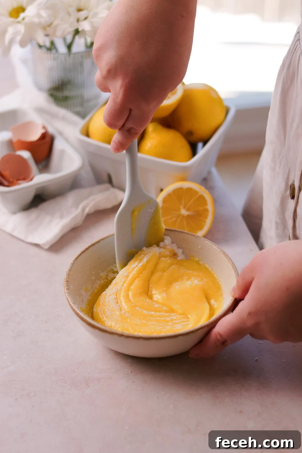 stirring cornstarch into lemon curd