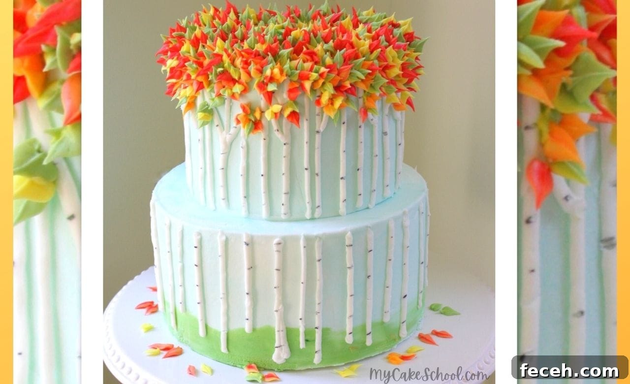 Autumn Birch Tree Cake