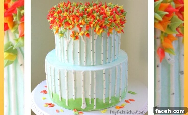 Autumn Birch Tree Cake