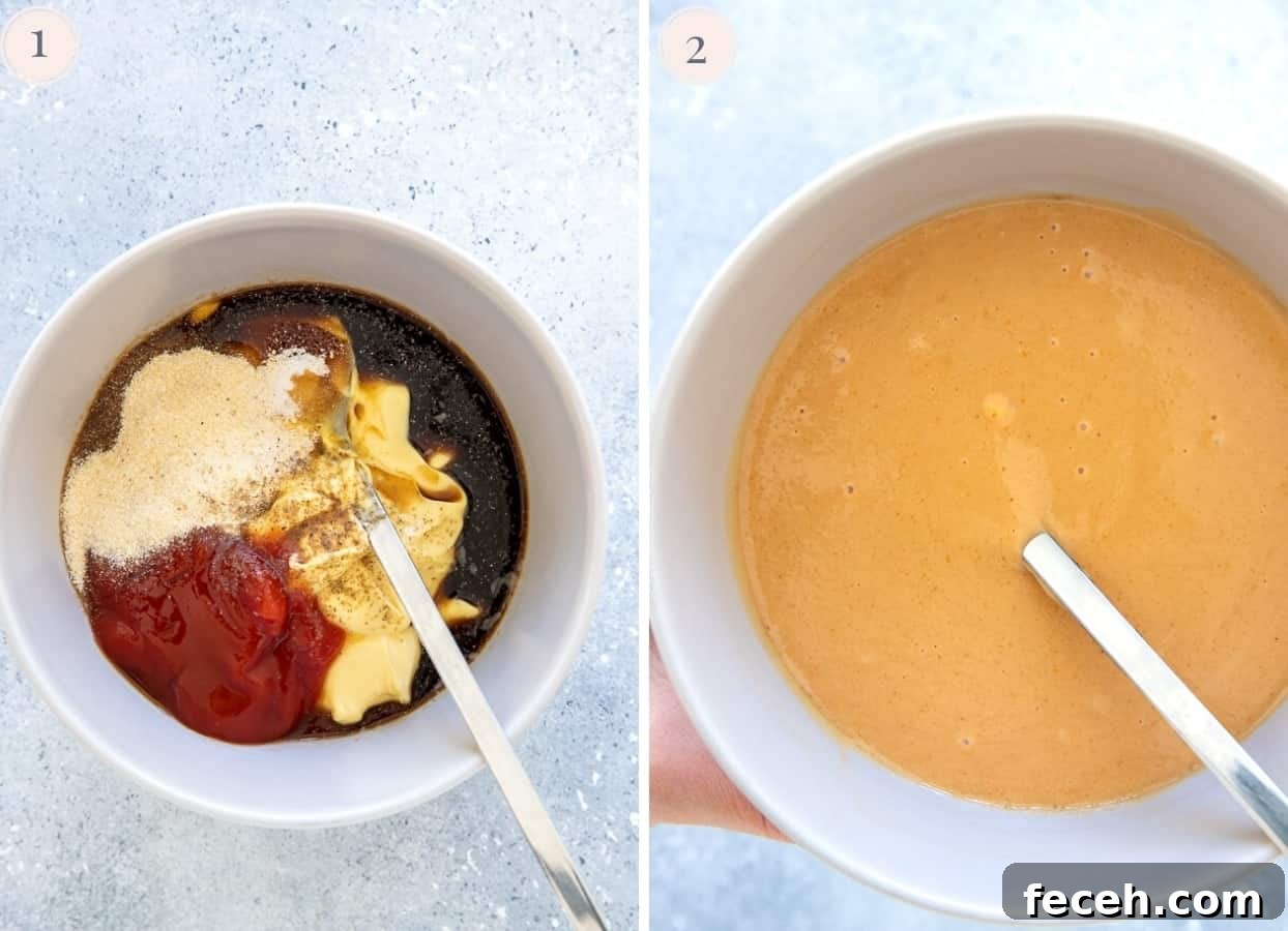 picture collage demonstrating how to make special sauce