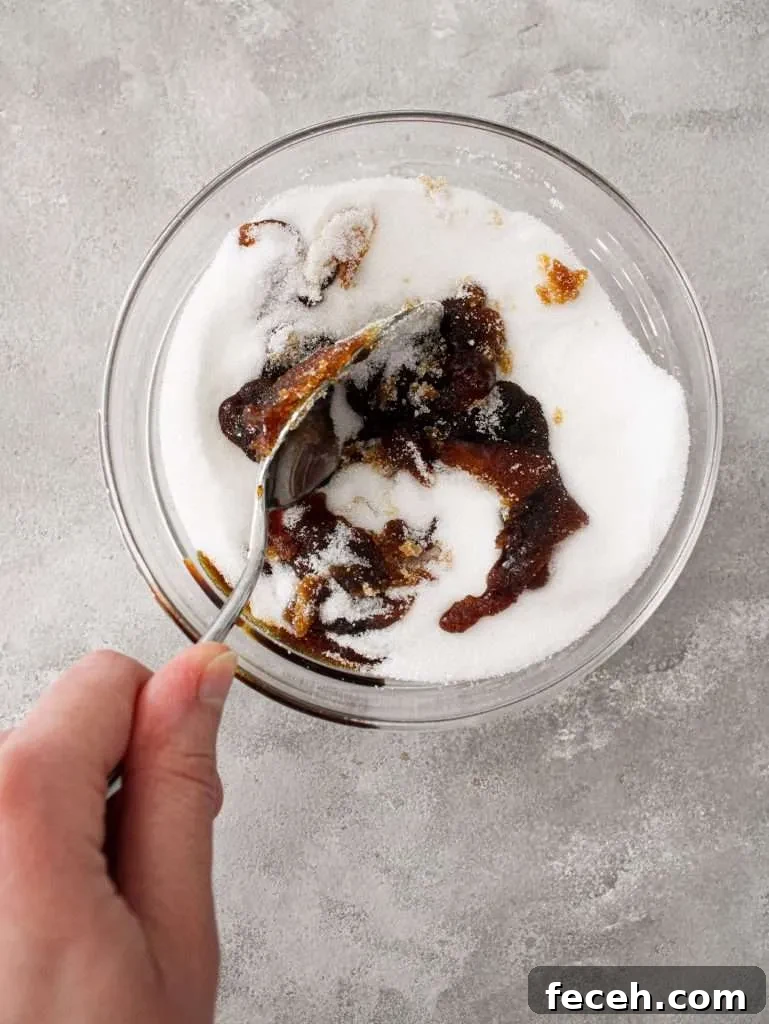 brown sugar mixing molasses and granulated sugar together