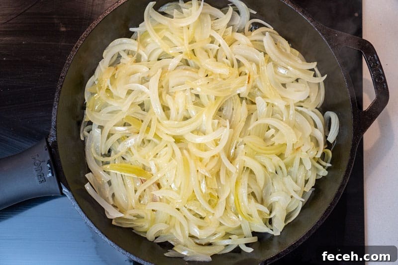 Cooking the onions