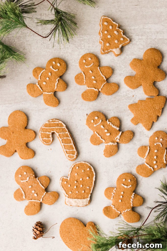 Nut free gingerbread cookies, iced