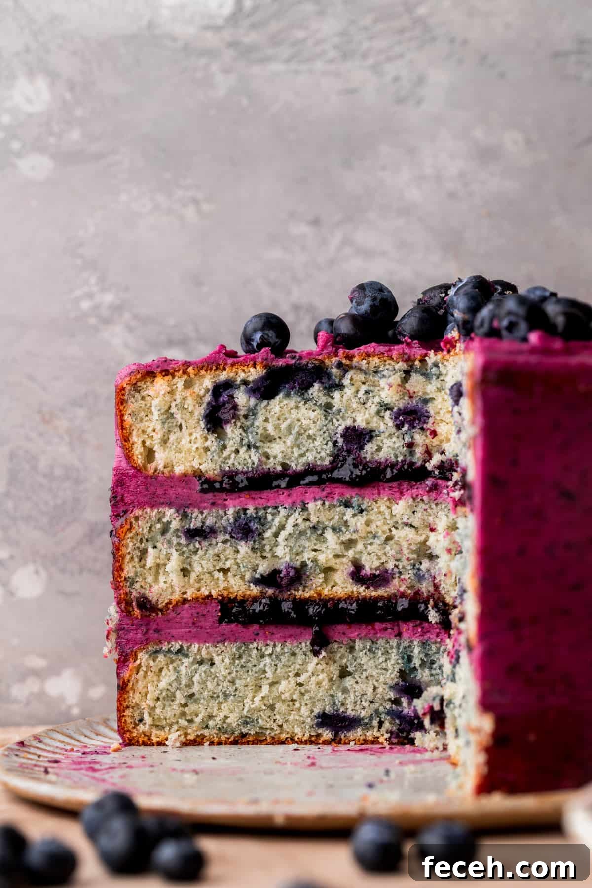 Close up of the inside of the cake.
