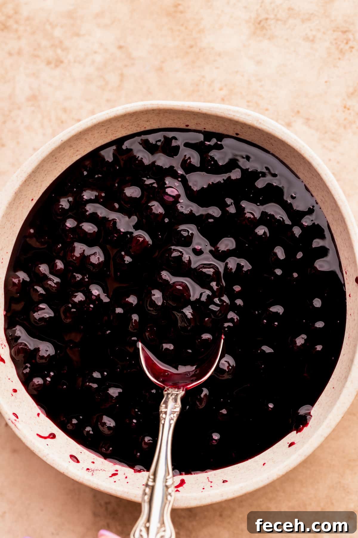 Blueberry sauce in a small bowl.