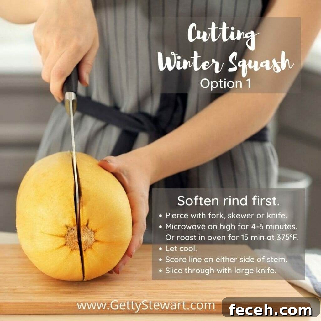 tips for softening rind before cutting squash