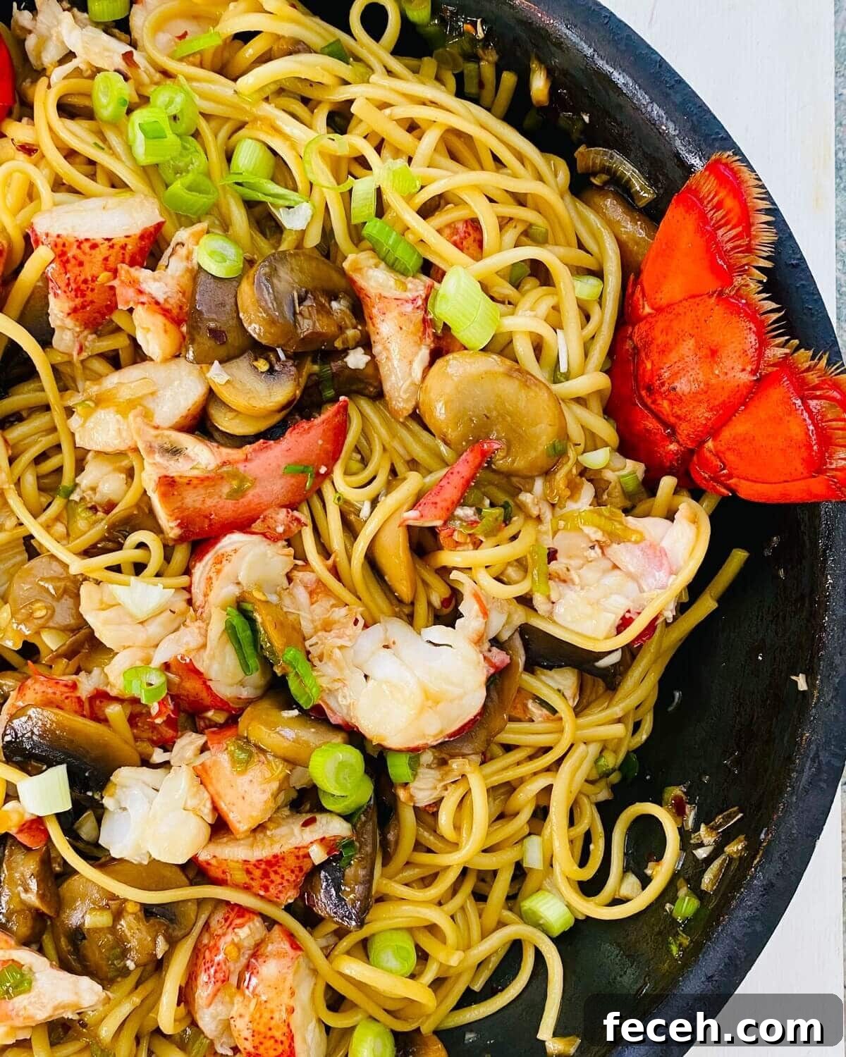lobster noodles with tail.