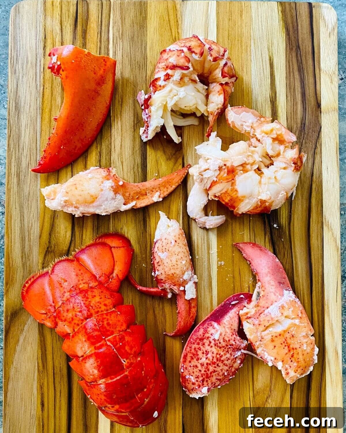 Cooked lobster meat and shells.