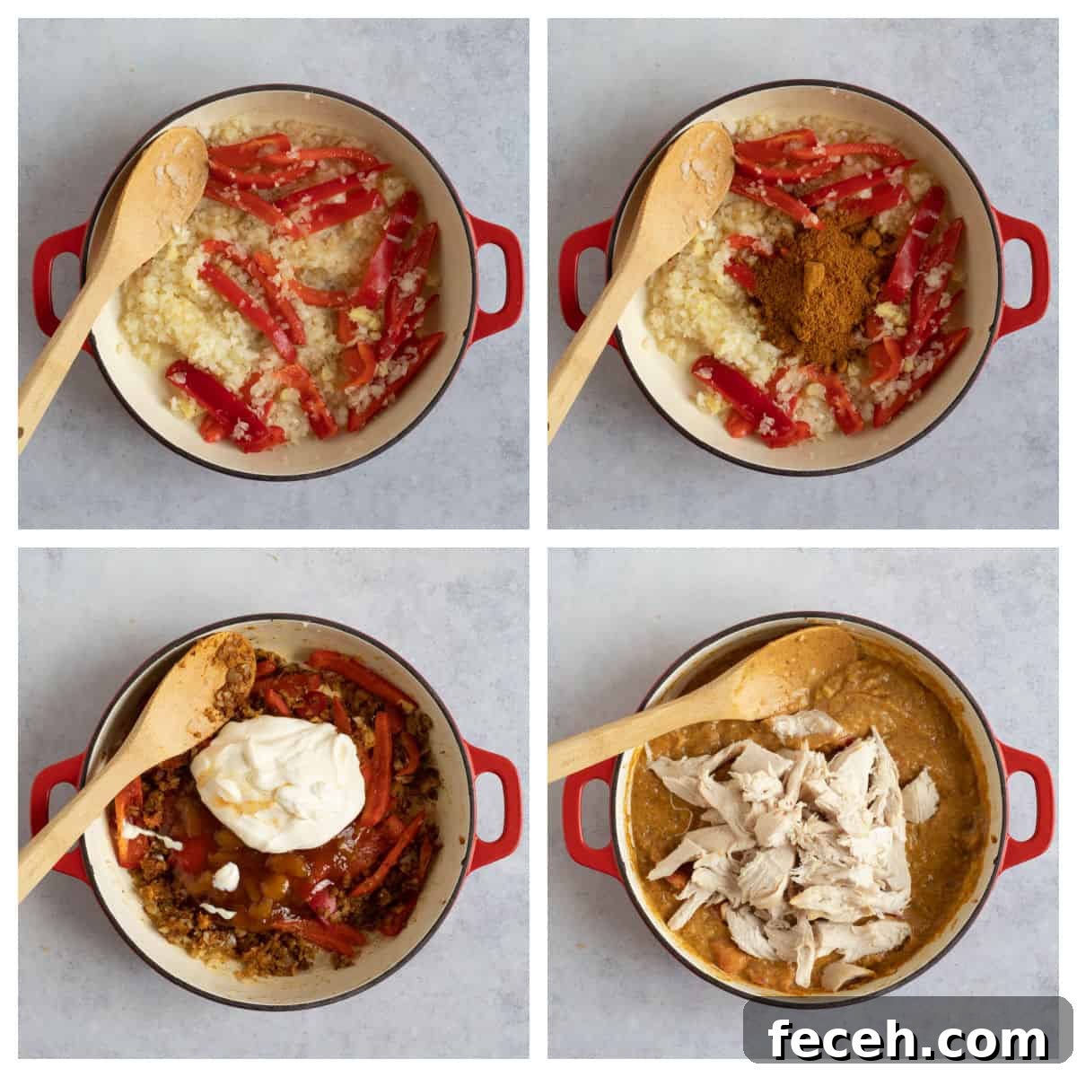 Revived Leftover Chicken Curry: Flavorful Makeover Recipe 4 Step by step photo instructions for making leftover chicken curry.