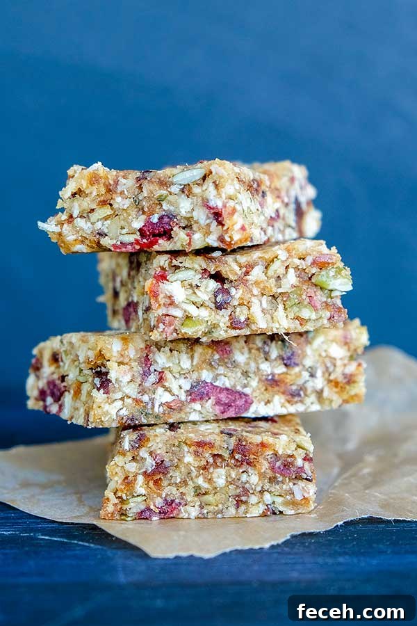 stacked Pumpkin Seed Cranberry Bars (Gluten-Free, Vegan)