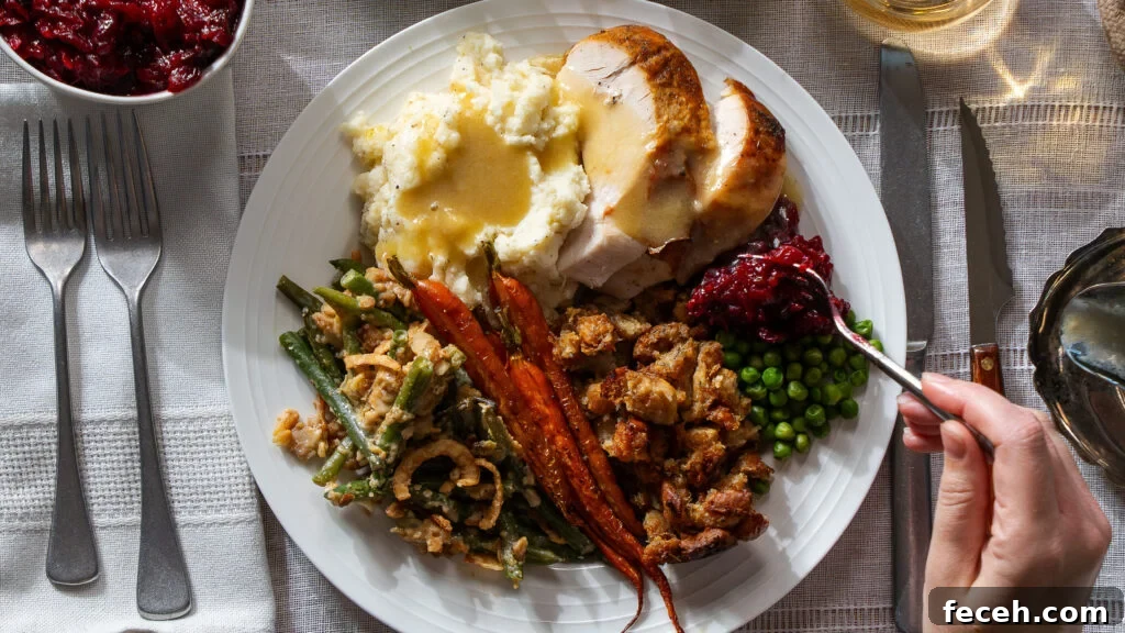 Turkey dinner with homemade stuffing, mashed potatoes and all the fixings!