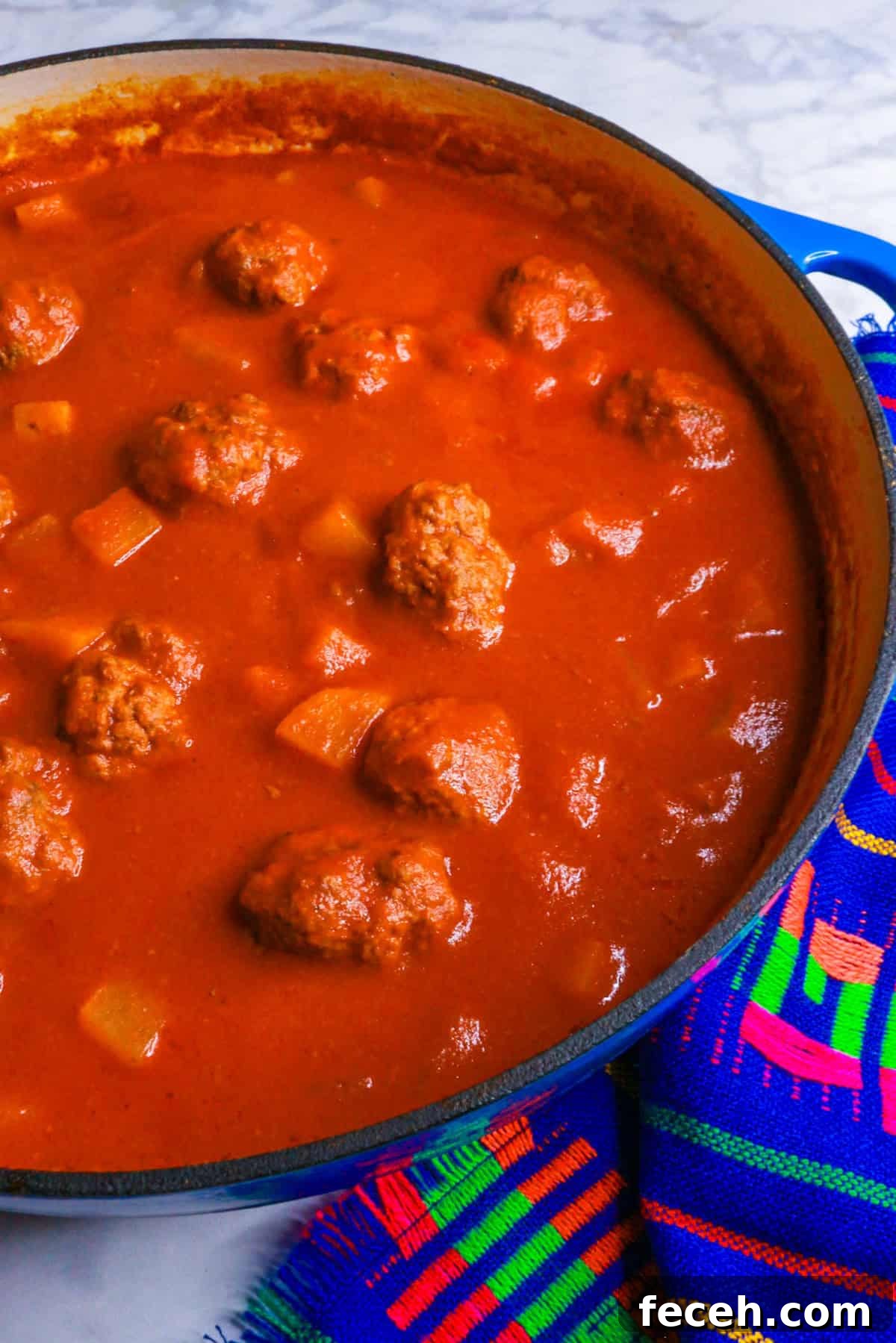 Albondigas in chipotle sauce in a pot