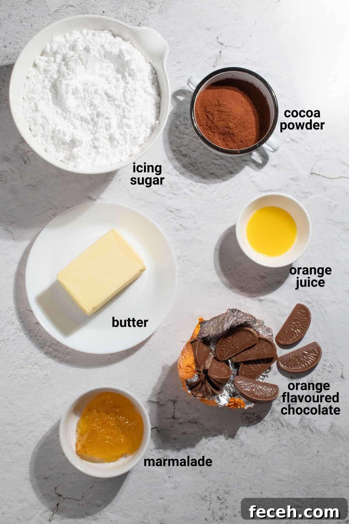 Chocolate orange cake buttercream ingredients.