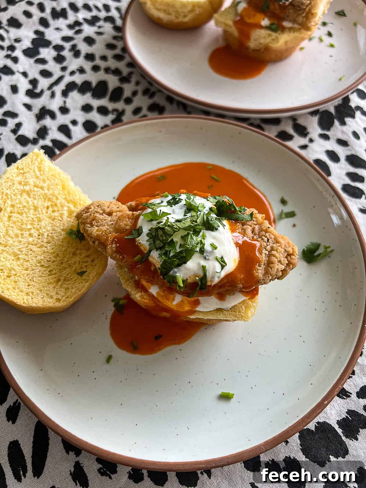Appetizer Plate with Chicken Tender Sliders with Buffalo Sauce