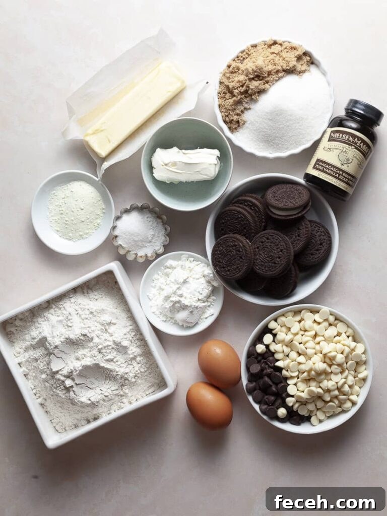 ingredients for levain cookies and cream cookies