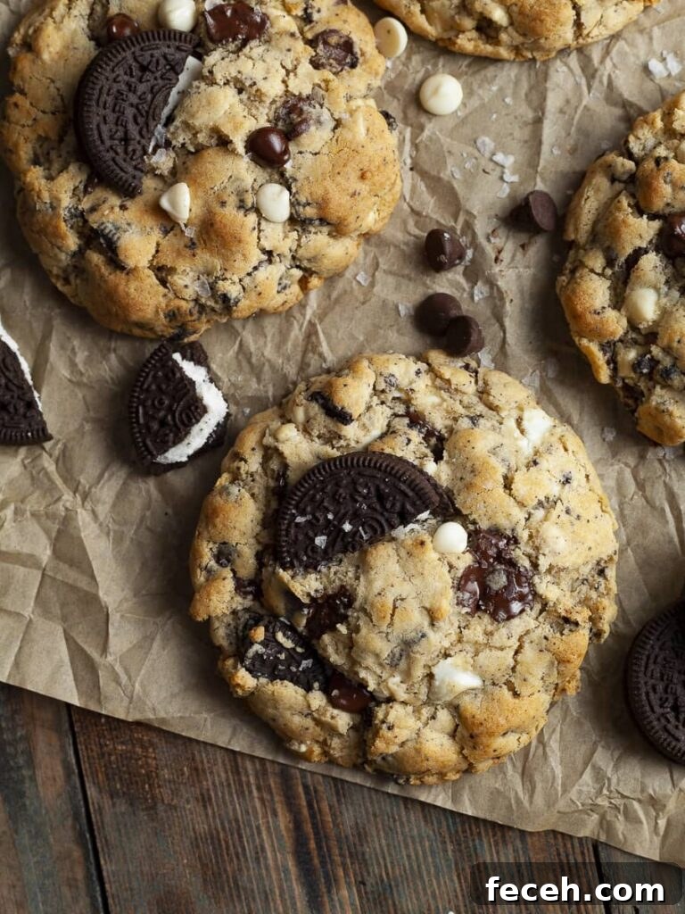 a tray of levain cookies and cream cookies
