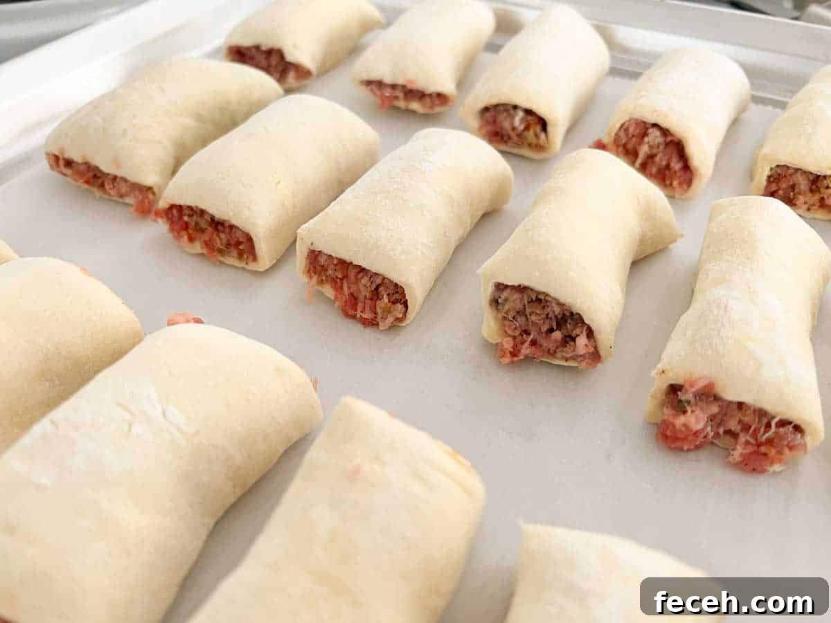 sausage rolls before baking