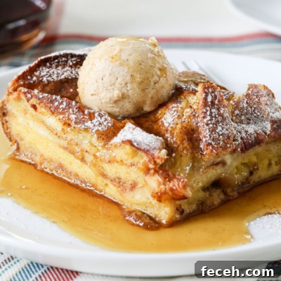 This overnight Pumpkin French Toast Casserole is a delicious and easy fall breakfast recipe!