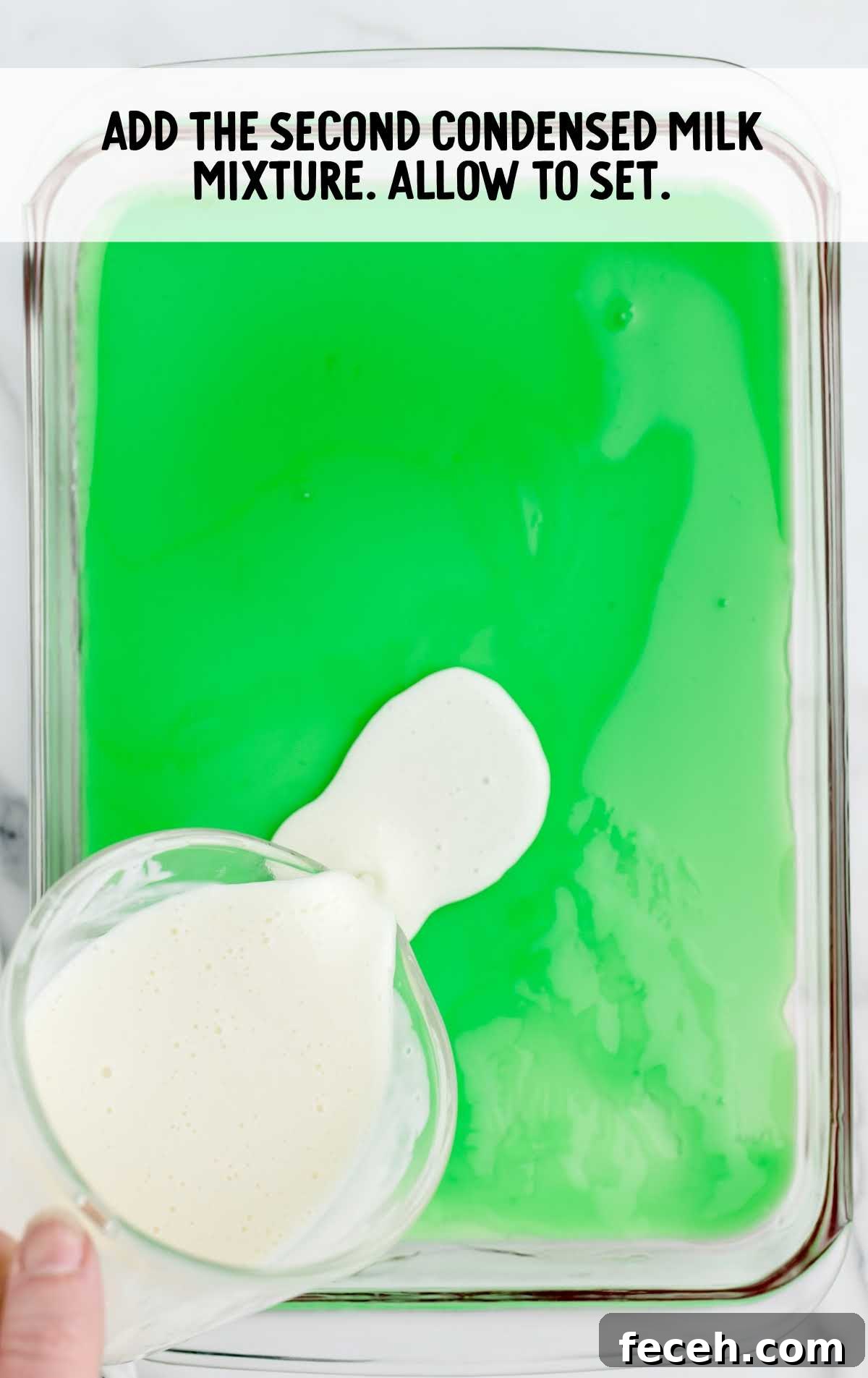 add second condensed milk mixture in a baking dish