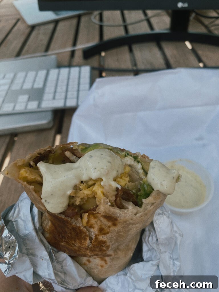 The Skier’s Breakfast Burrito — Beaumont Bakery Recipes & Tips 4 Breakfast burrito with sauce