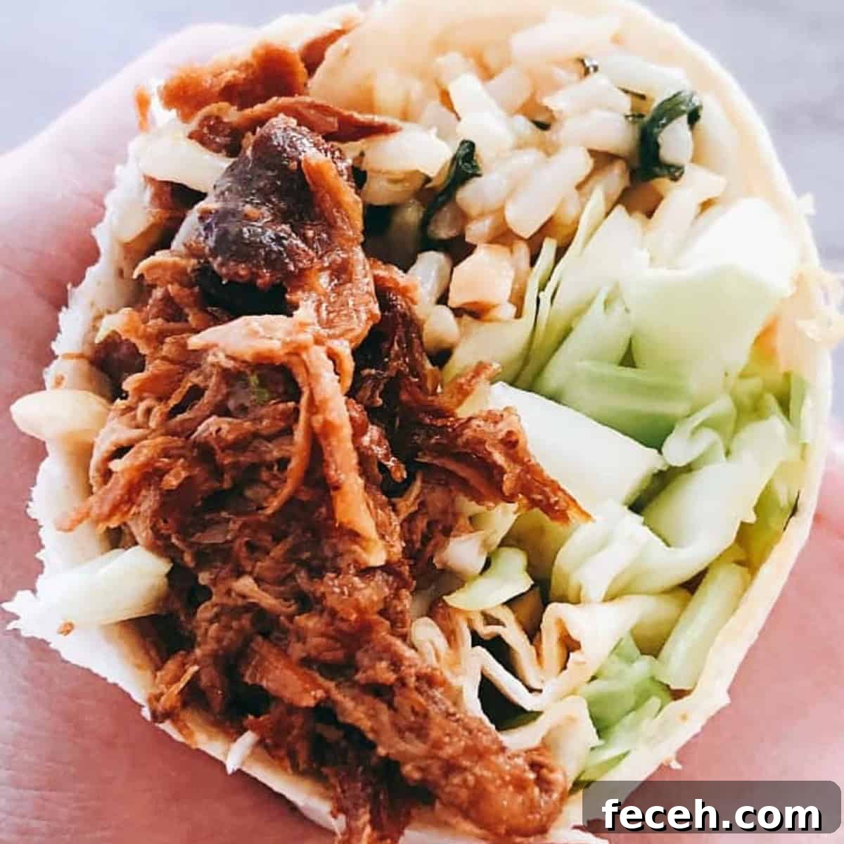 korean burrito cut in half.