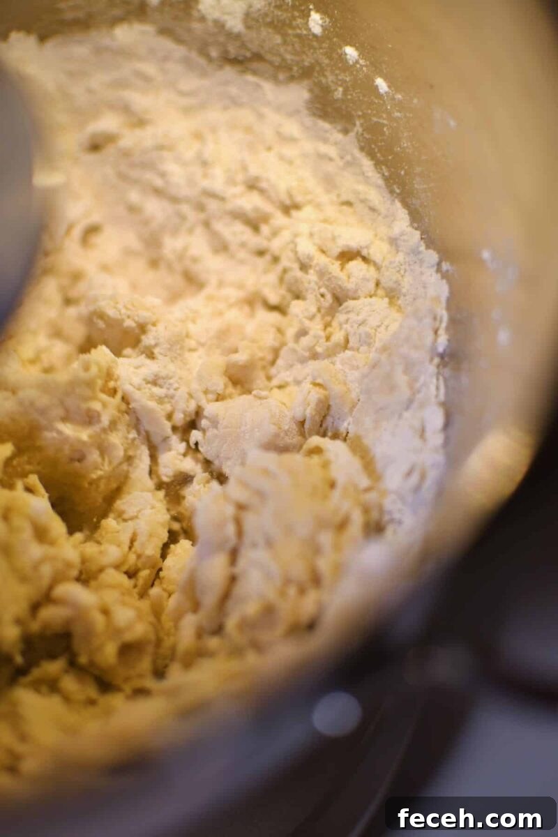 Soft Homemade Pretzel Bites Recipe for Perfect Party Snacks 6 A shaggy dough forming in the stand mixer for pretzel dough.